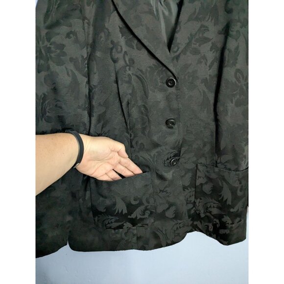Coldwater Creek Womens Black Floral Jacquard Blazer Jacket Size XL - Picture 4 of 13